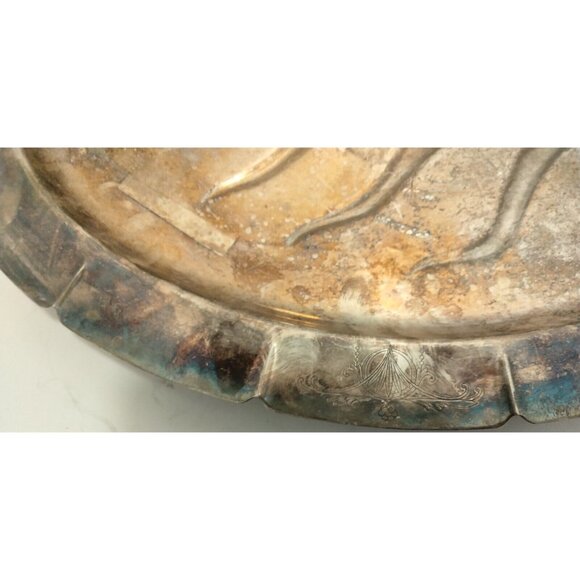 Vintage Silverplate Serving Platter Turkey Meat Tray Oval Footed Classic - Picture 6 of 6